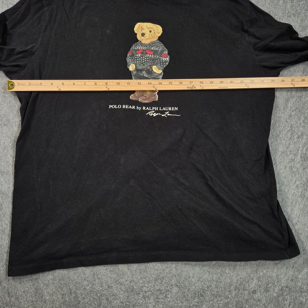 Polo Ralph Lauren T-Shirt Mens XXL Black Polo Bear Long Sleeve Classic Fit